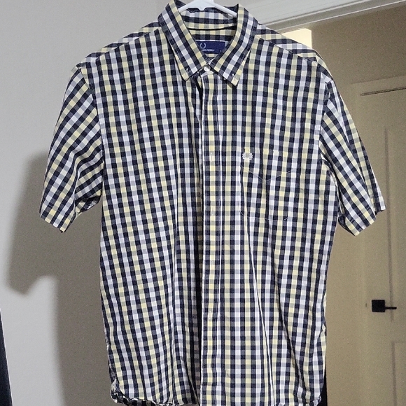Fred Perry Men's Checkered Short Sleeve Shirt Size L - Picture 1 of 3